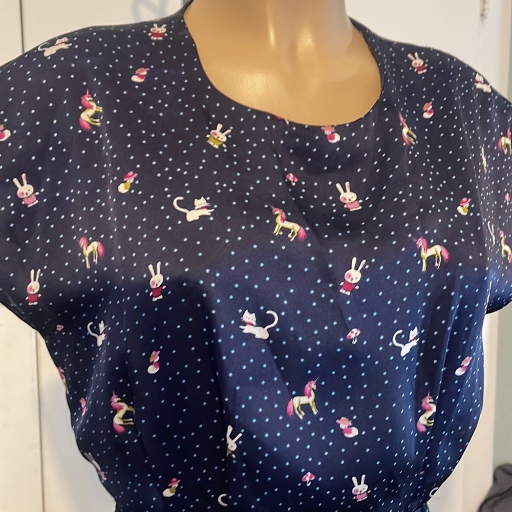 TWENTY ONE Rabbits, Cats Unicorns  blue color Lovely  Womens DRESS size Medium
